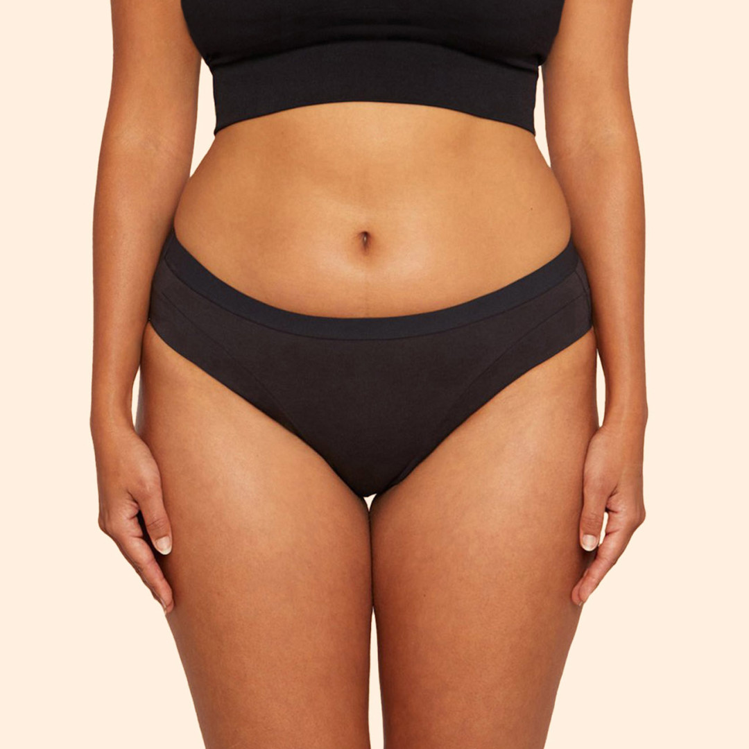 Thinx - Cotton Bikini - Black - Front