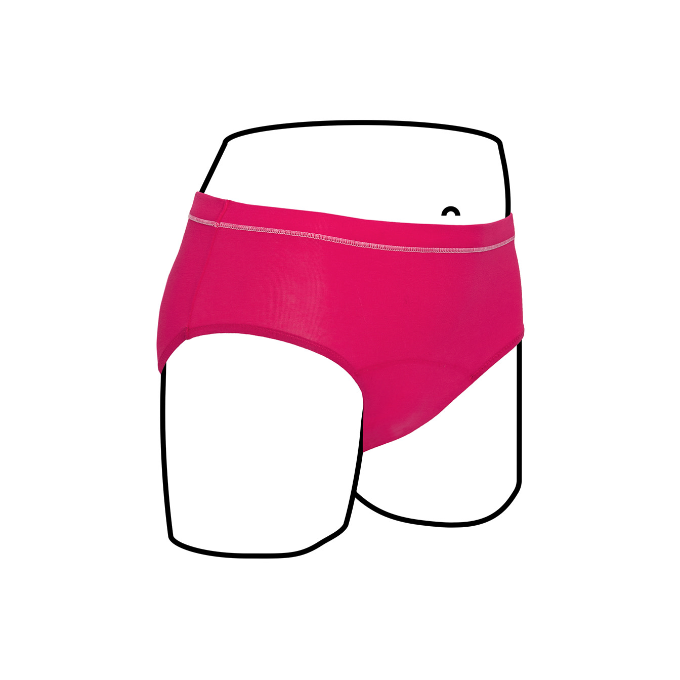 Thinx Teens - All Day Brief - Hot Pink - Side