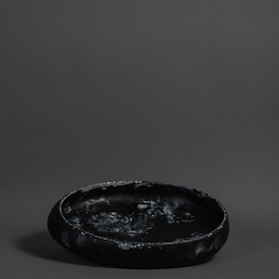 LARGE ROCK BOWL - BLACK MARBLE