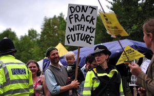 Image of an anti frack protest.