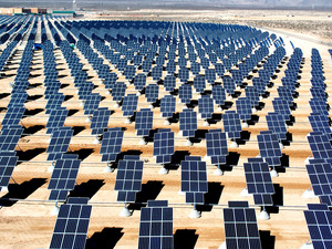 A large field with solar panels. 