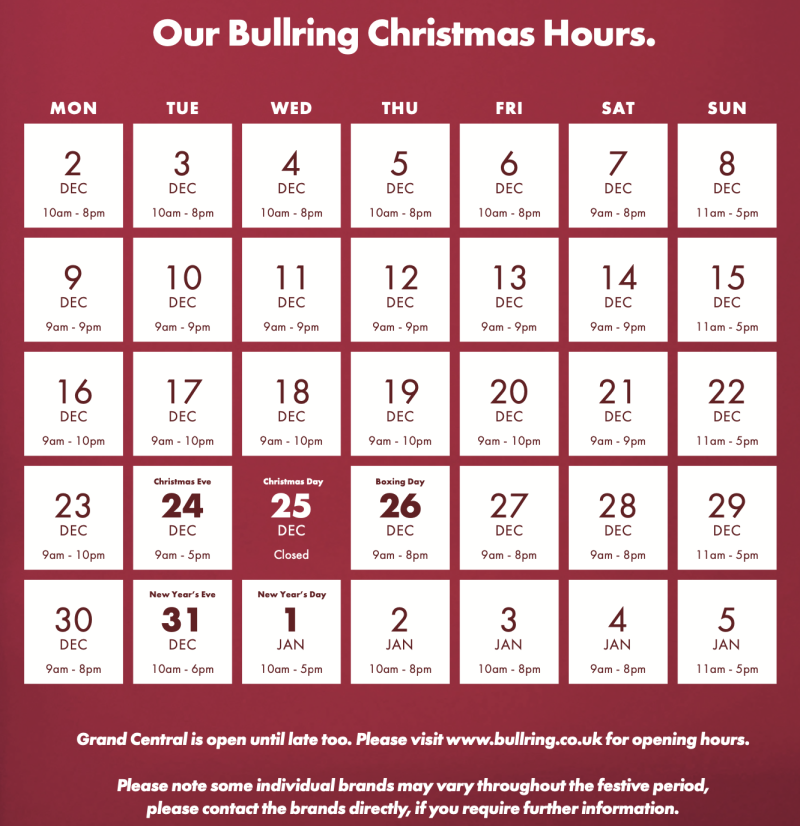 BR Xmas hours