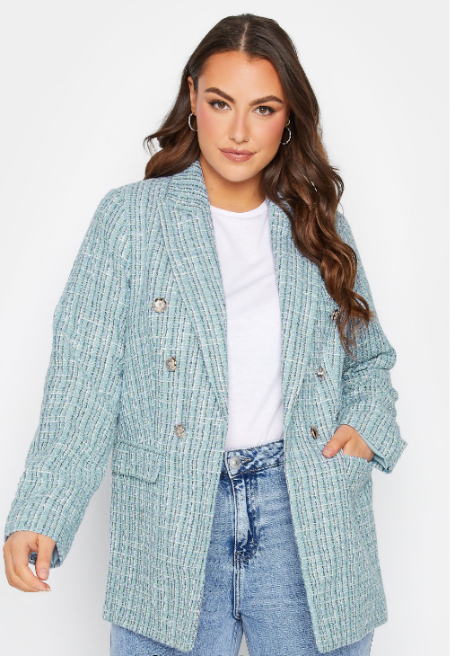 Yours Boucle Jacket Blue Green White €68