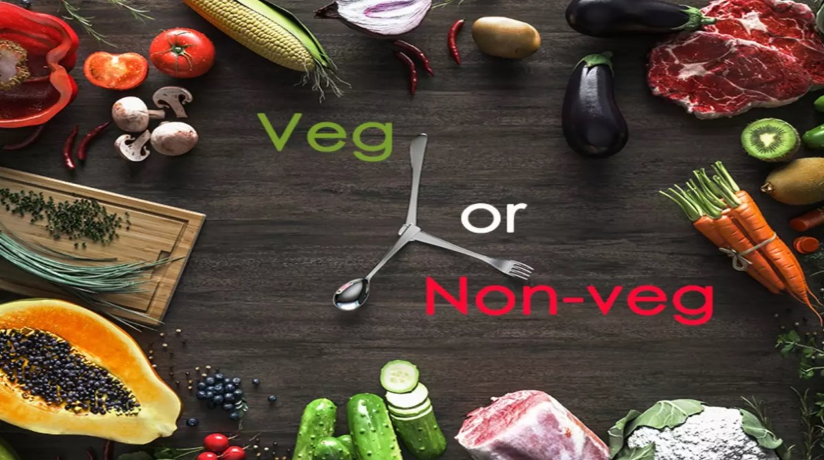 Vegetarian and non-vegetarian marks Vegetarianism Food Veganism, nonveg,  food, text png | PNGEgg