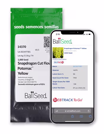 Ball Seed on app with seed packet