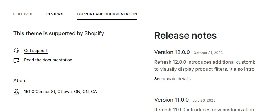 Shopify theme support