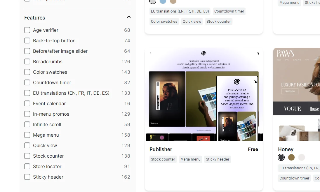 Shopify theme filters