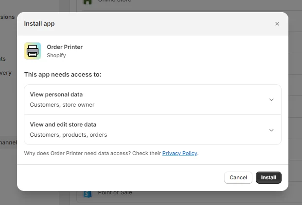 Order printer app