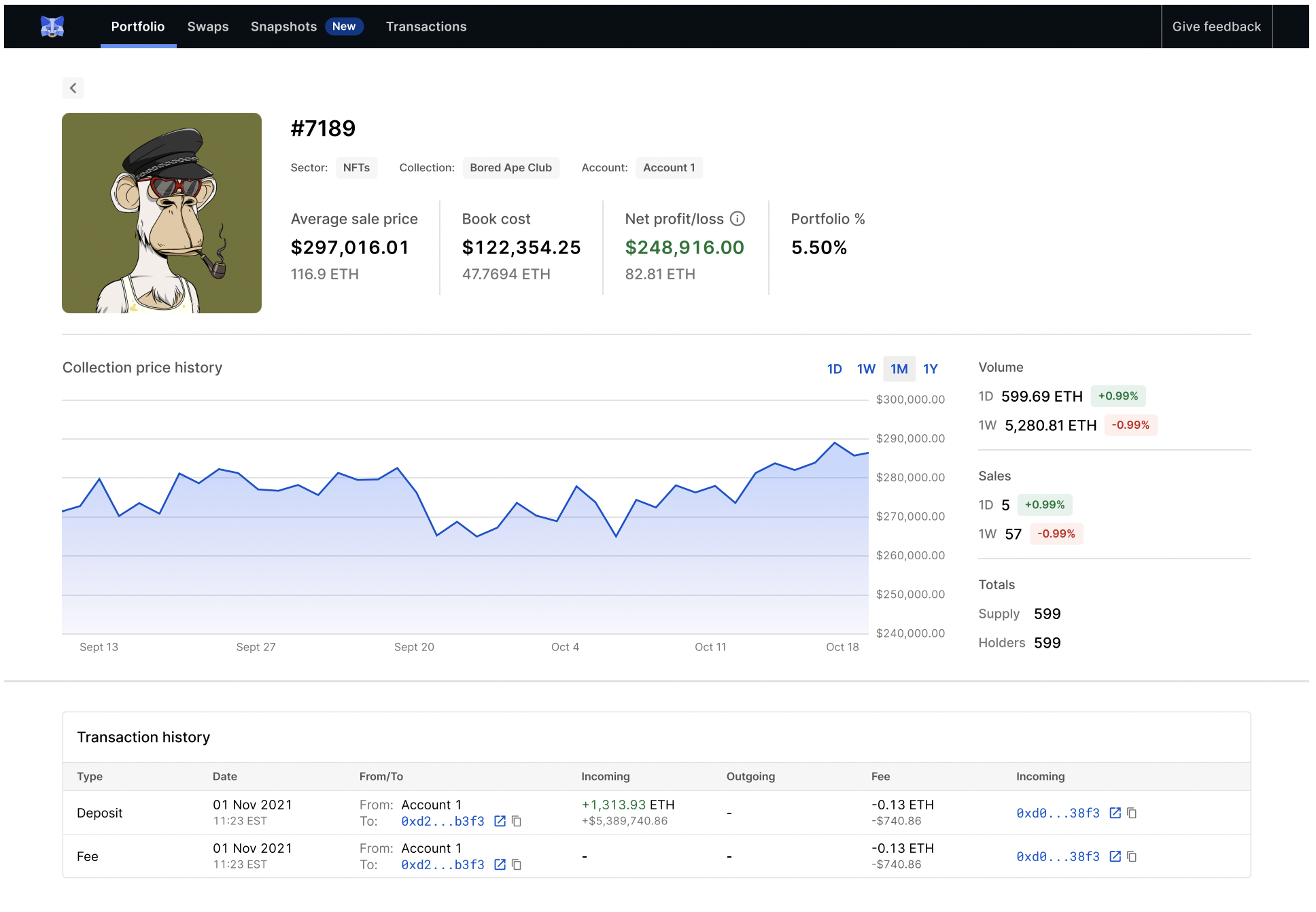 MMI NFT Tracking View