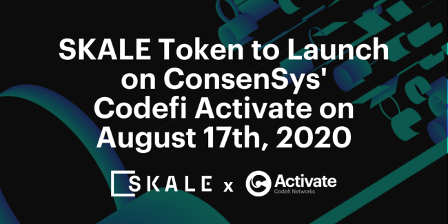 SKALE Token to Launch on Codefi Activate on August 17th, 2020