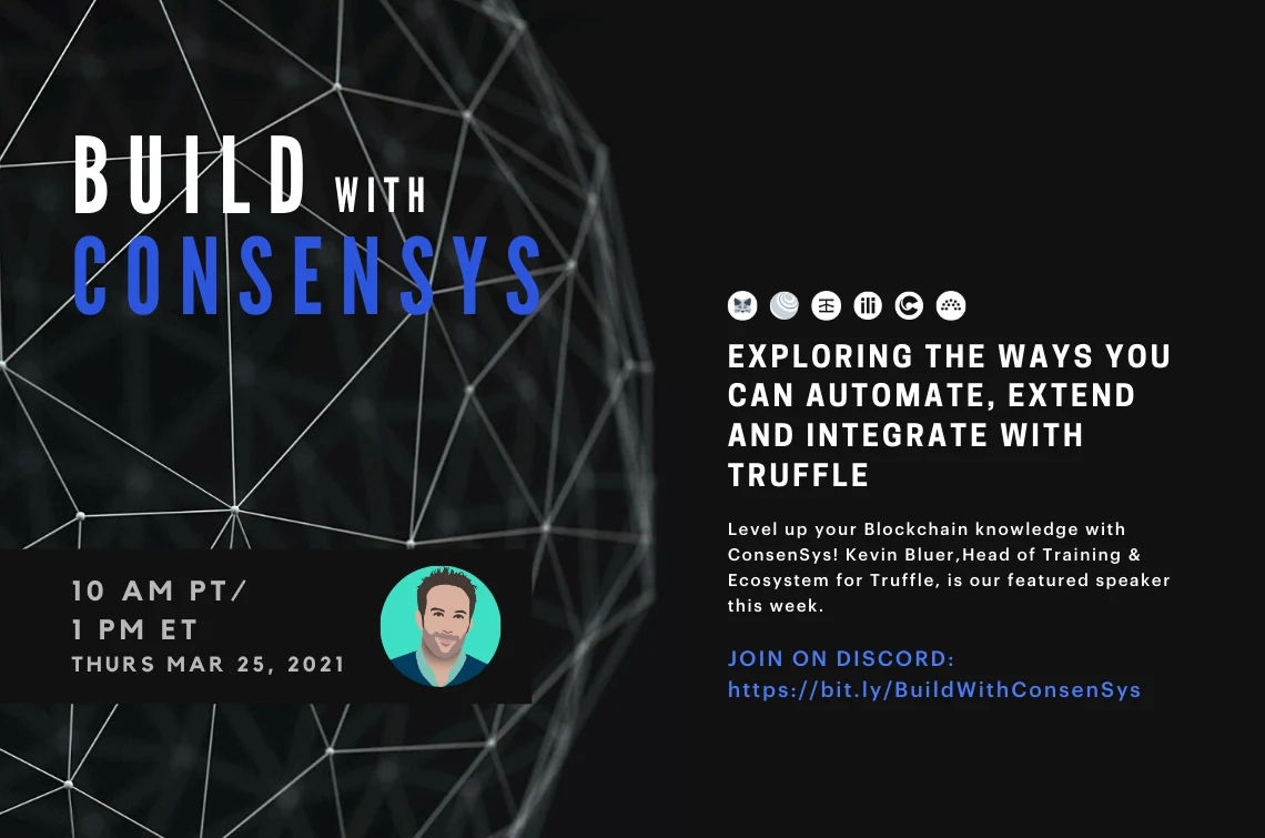 Image: #BuildWithConsenSys on Discord: Automate, extend and integrate with Truffle