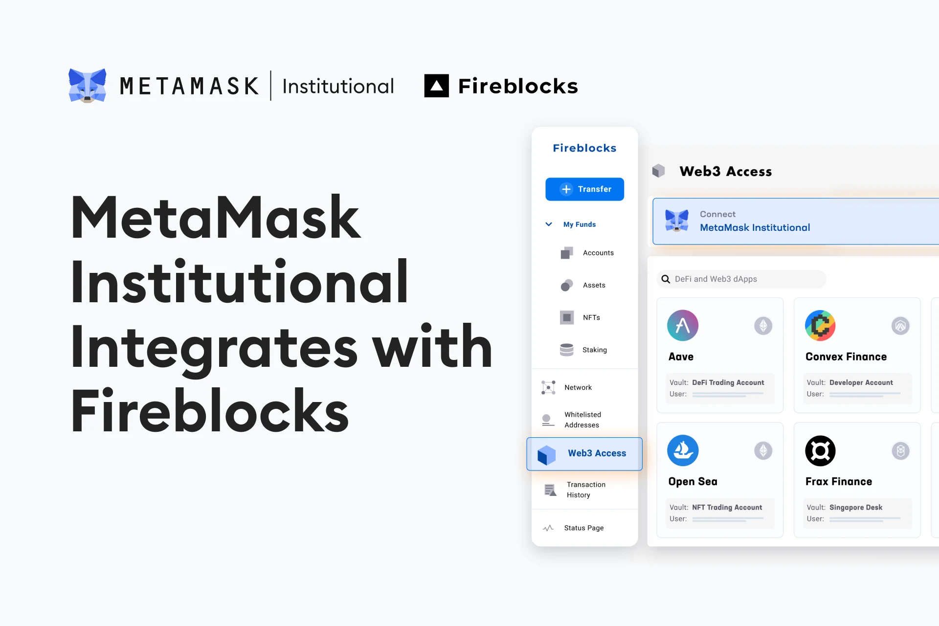 Image: MetaMask Institutional and Fireblocks Integrate to Offer Unrivaled DeFi and Web3 Access to Institutional Investors and Builders