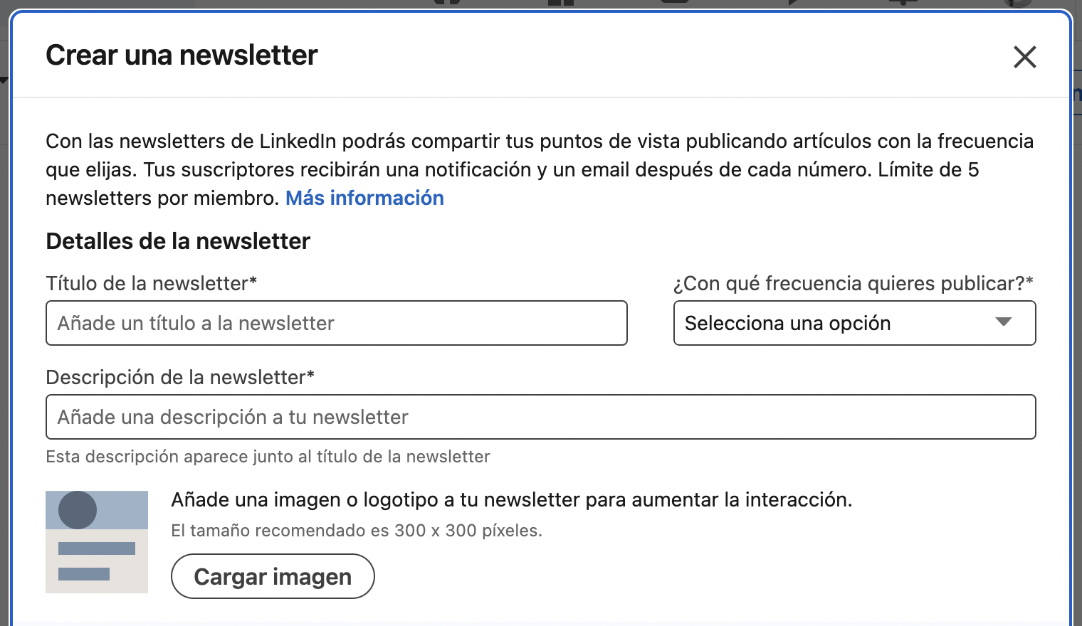 Configura los Detalles de tu Newsletter de Linkedin