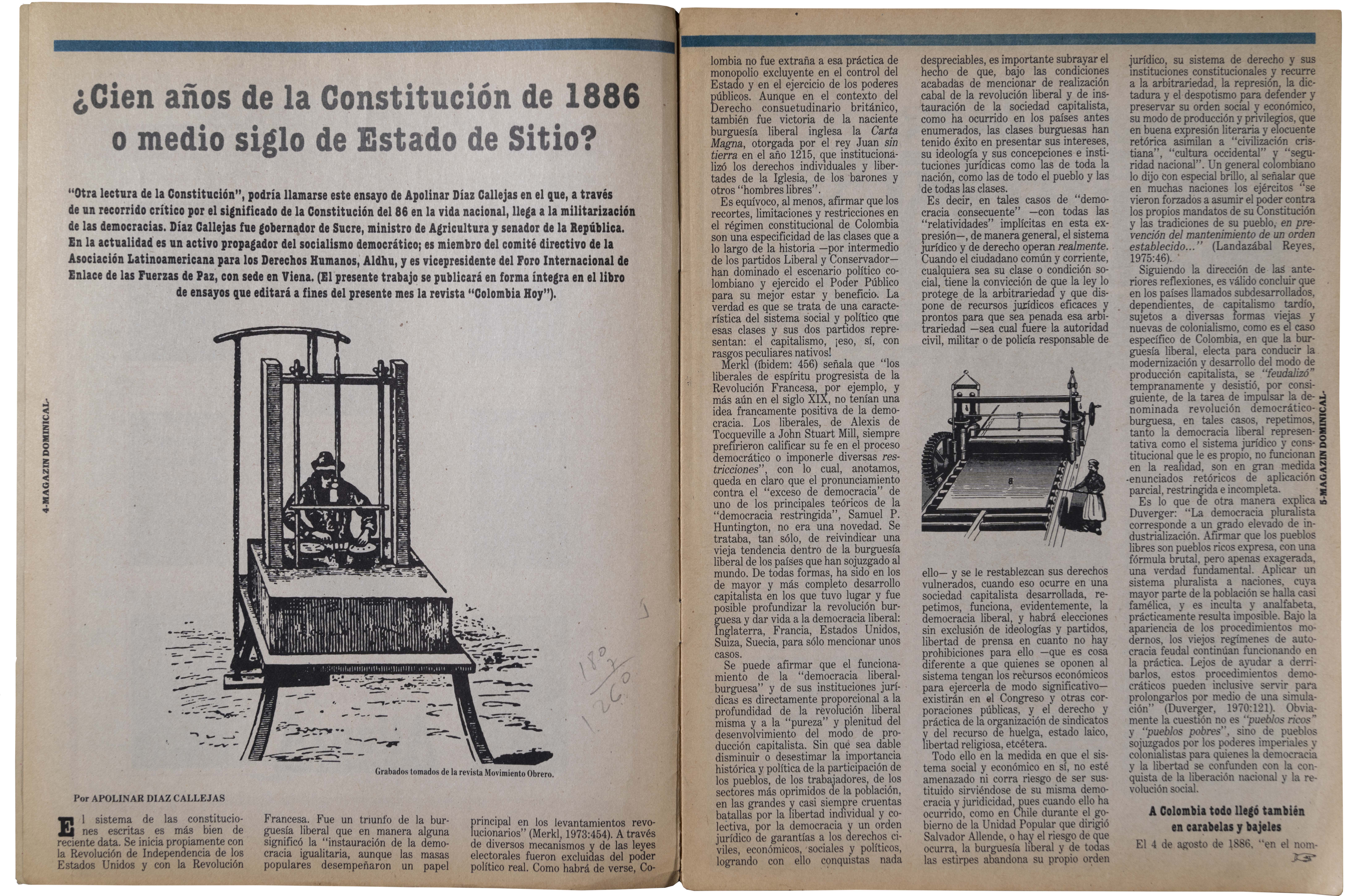 ¿Cien años de la Constitución de 1886 o medio siglo de Estado de Sitio?