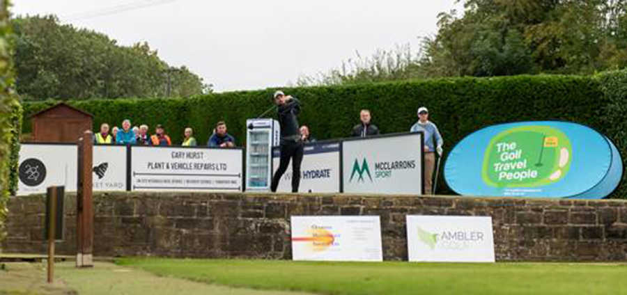 Professional Richard Law, formerly of Low Laithes, teeing off