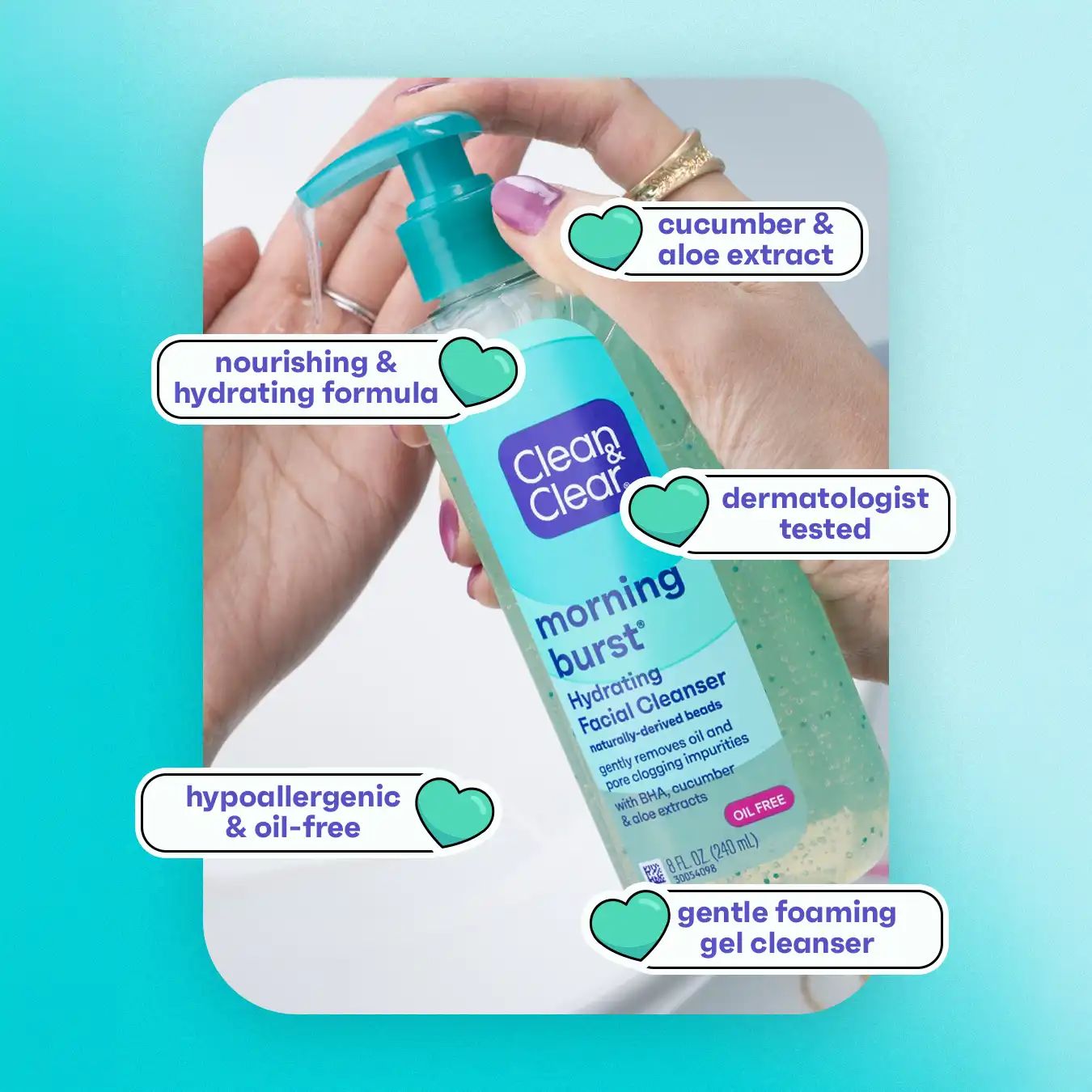 Good skin starts with good ingredients. Find your glow using Clean & Clear® Morning Burst® Hydrating Facial Cleanser