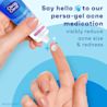 Close-up of Benzoyl Peroxide acne treatment gel being poured onto a finger