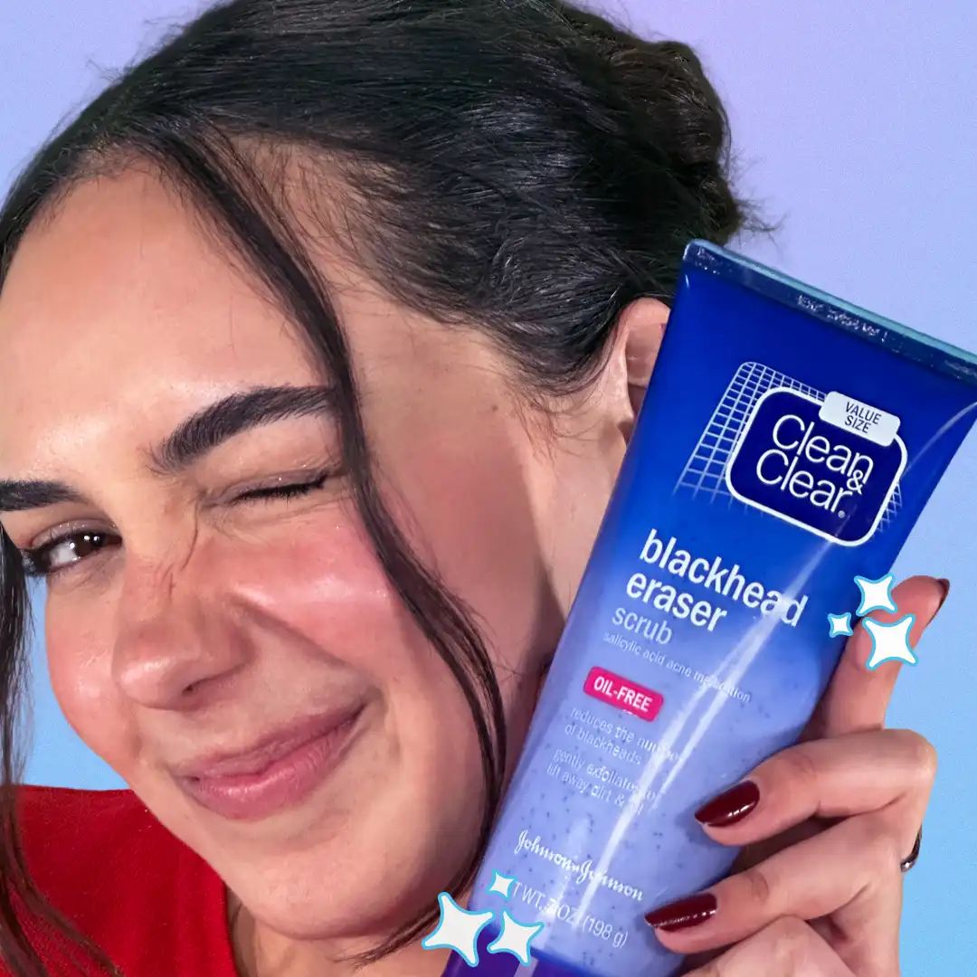 Blackheads? No more with Clean & Clear® Blackhead Eraser Scrub! It clears blackheads and helps prevent new ones from forming.