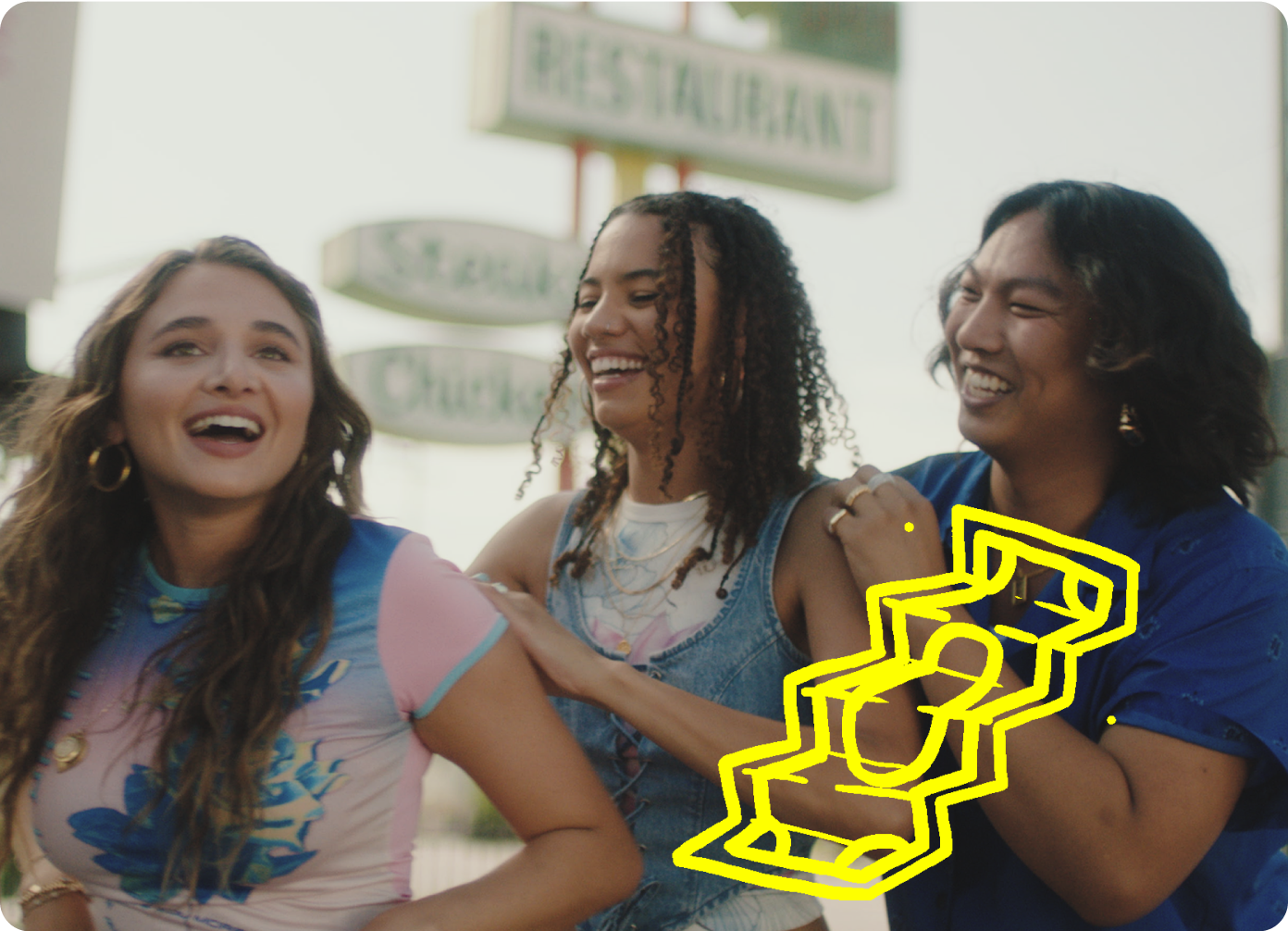 Happy successful friends