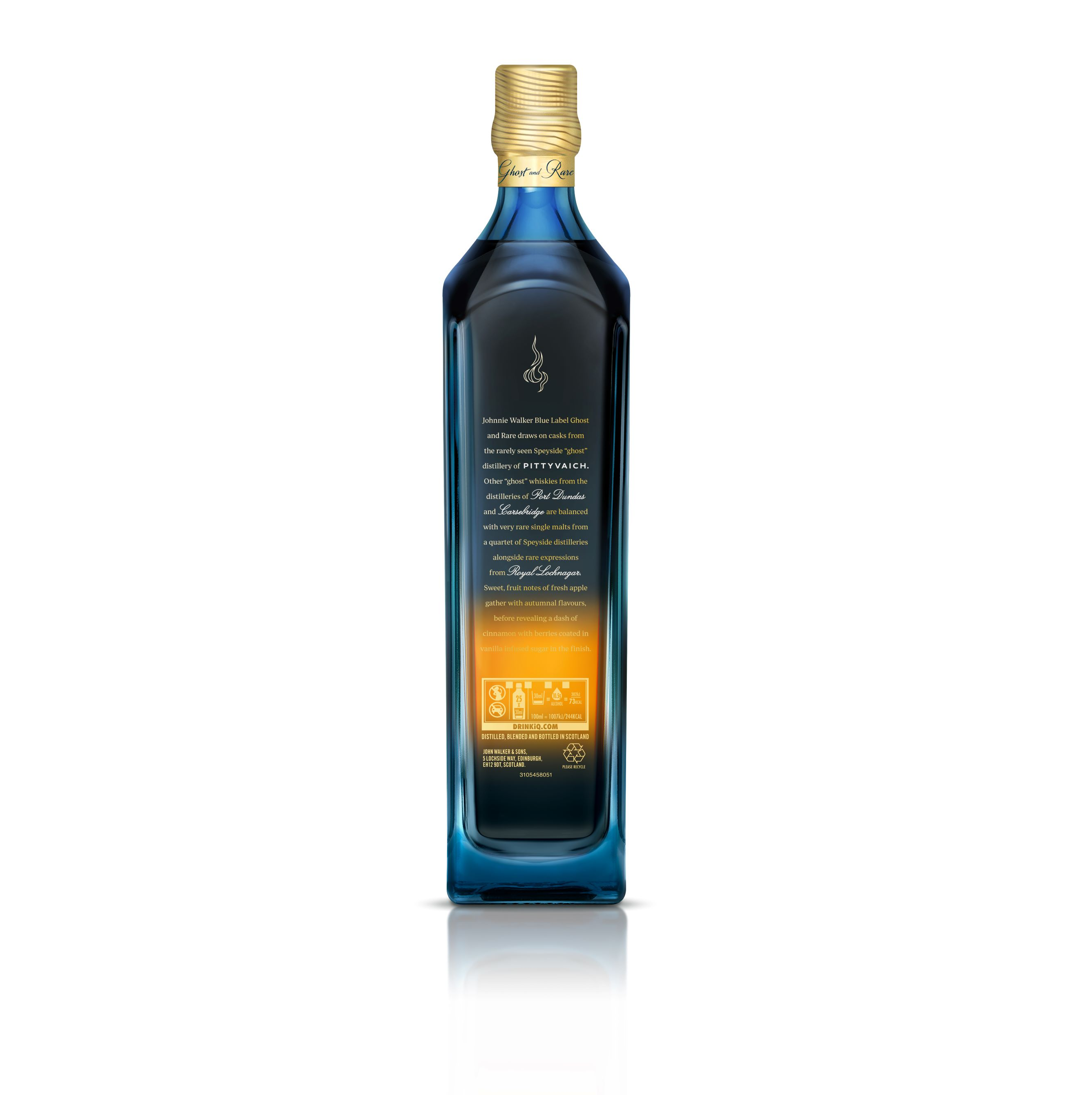 Johnnie Walker Blue Label Ghost and Rare Pittyvaich Edition Blended Scotch Whisky 70cl - Bottle Back