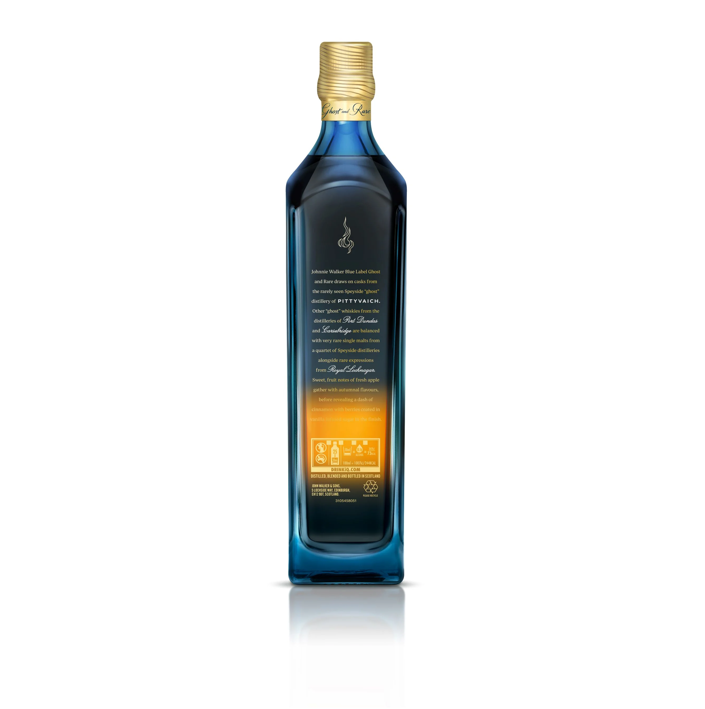 Johnnie Walker Blue Label Ghost and Rare Pittyvaich Edition Blended Scotch Whisky 70cl - Bottle Back
