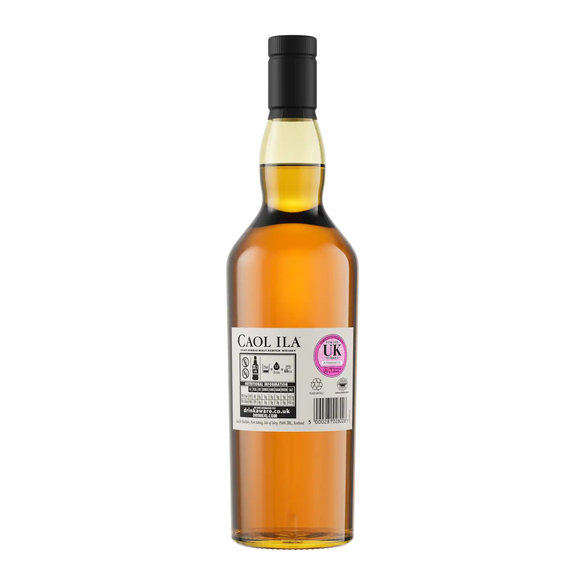 Caol Ila Moch Single Malt Scotch Whisky, 70cl - Back of Bottle