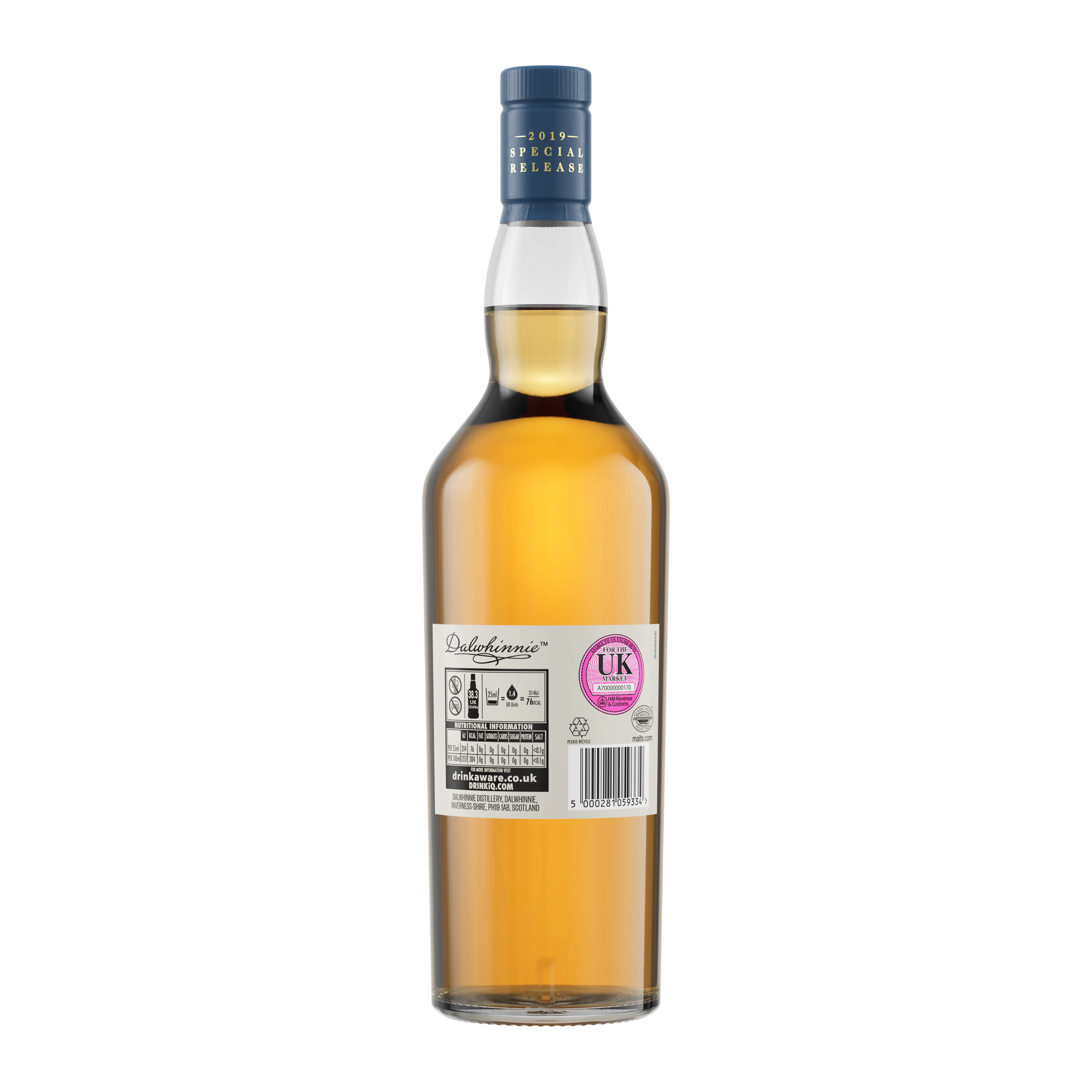 Dalwhinnie 30 Year Old Special Release 2019 Single Malt Scotch Whisky, 70cl - Back of Bottle