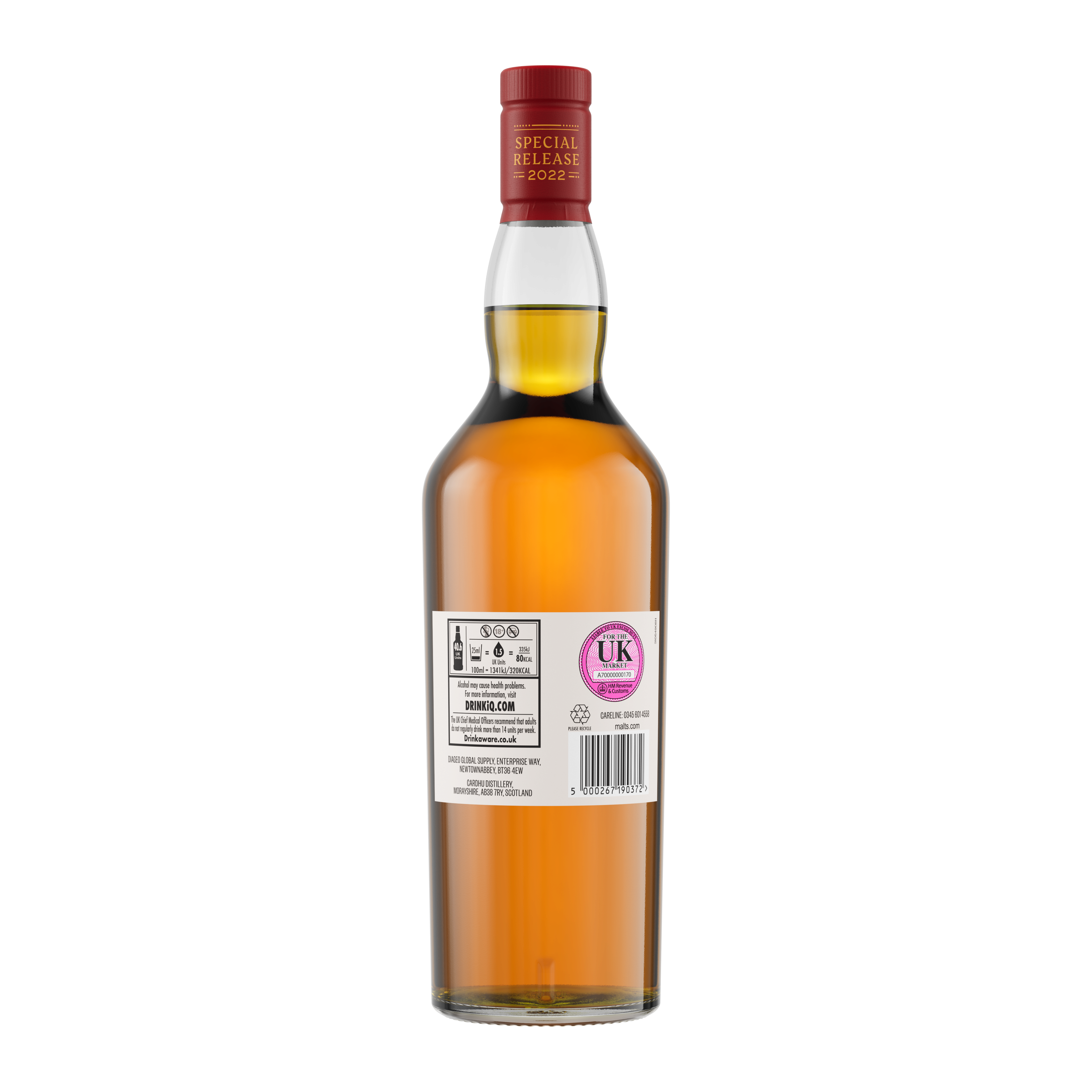 Cardhu 16 Year Old Special Releases 2022 Single Malt Scotch Whisky, 70cl - Back of Bottle