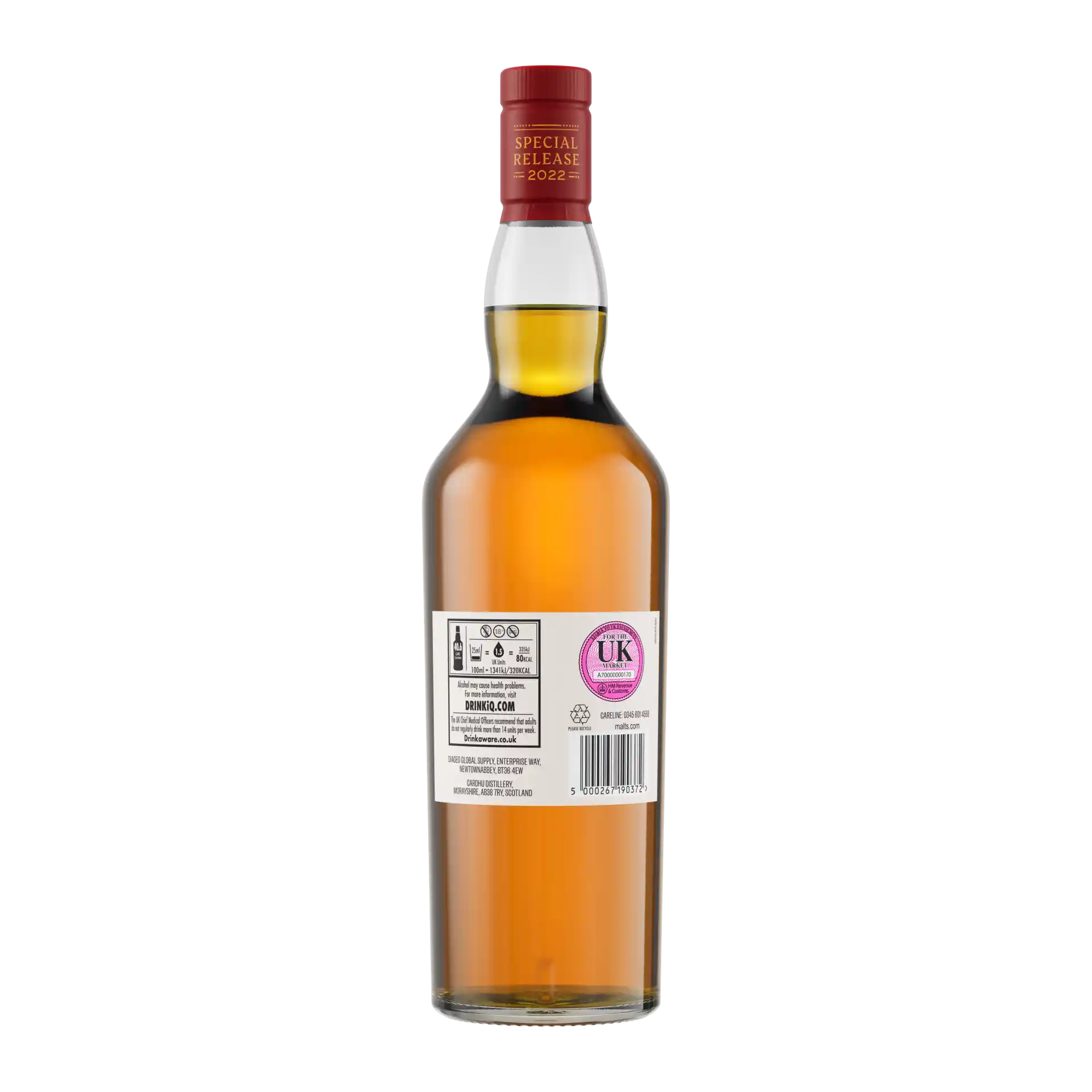 Cardhu 16 Year Old Special Releases 2022 Single Malt Scotch Whisky, 70cl - Back of Bottle