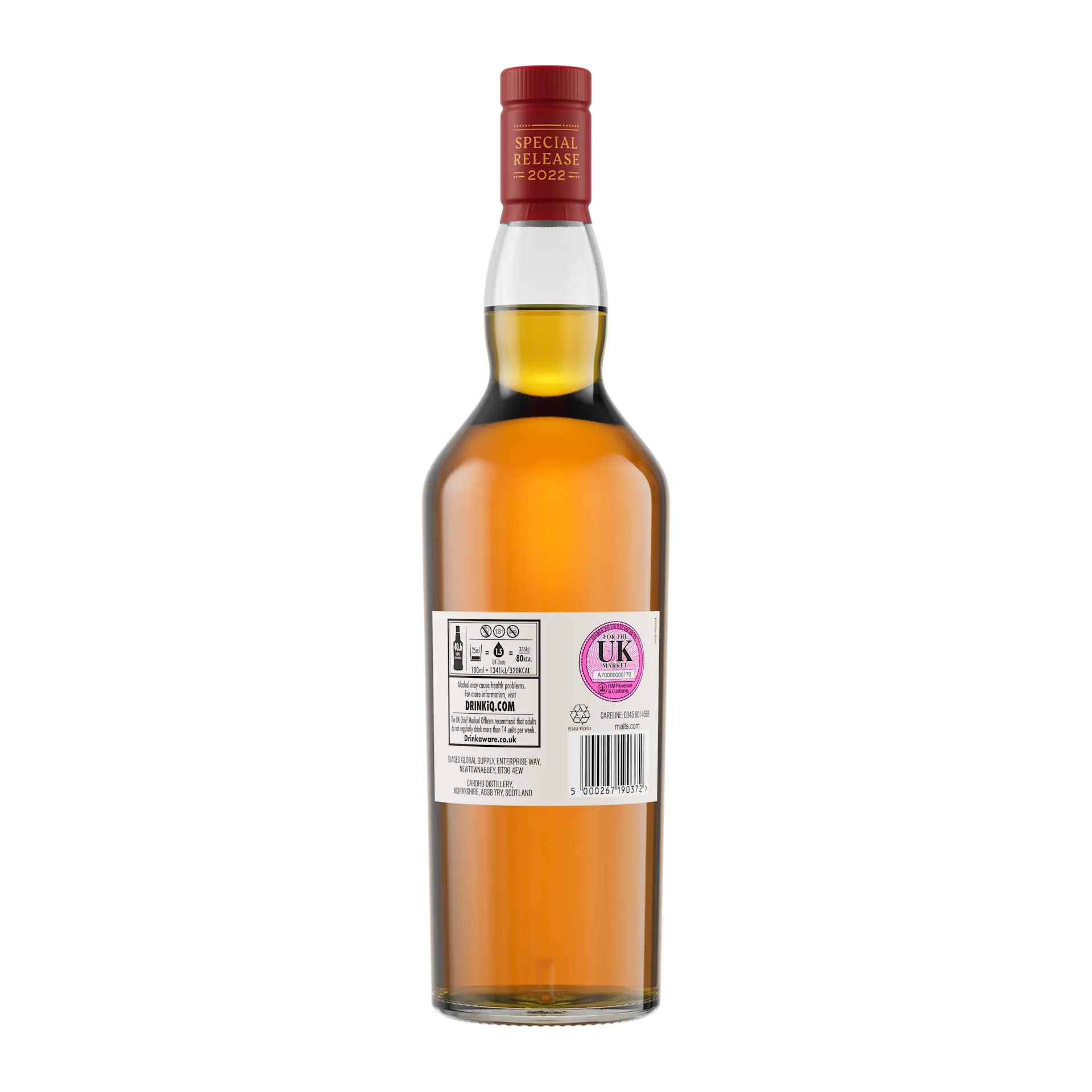 Cardhu 16 Year Old Special Releases 2022 Single Malt Scotch Whisky, 70cl - Back of Bottle