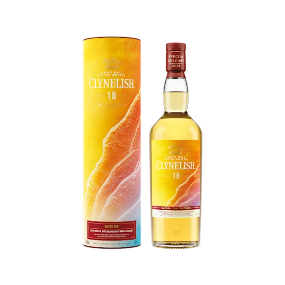 Clynelish Waxen Sun 18 Year Old Scotch Whisky bottle and tube Special Release 2025