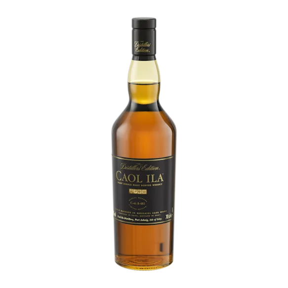 Angled view of a bottle of Caol Ila 2021 Distillers Edition Single Malt Scotch Whisky, 70cl