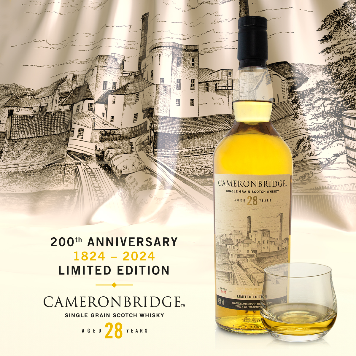 Cameronbridge 200th Anniversary Single Grain Scotch Whisky, 70cl Bottle Image