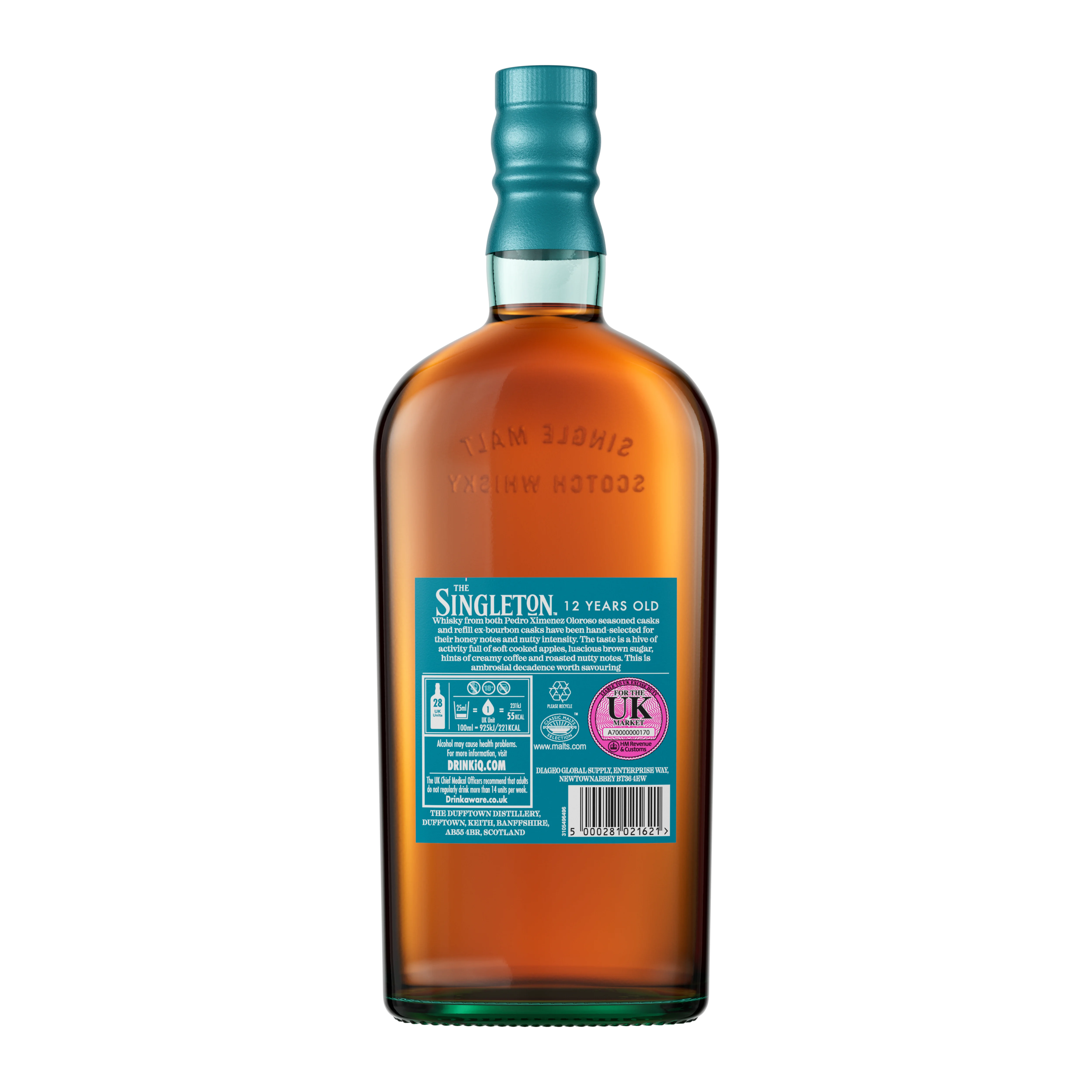 The Singleton Of Dufftown 12 Year Old Single Malt Scotch Whisky, 70cl - Back of Bottle