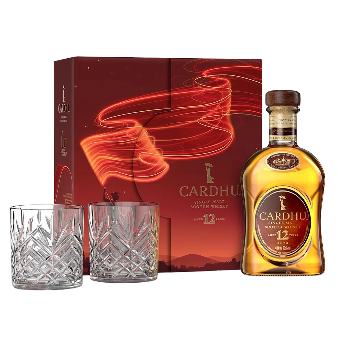 Cardhu 12 YO Single Malt Scotch Whisky 70cl Giftpack 2 Glass | Malts