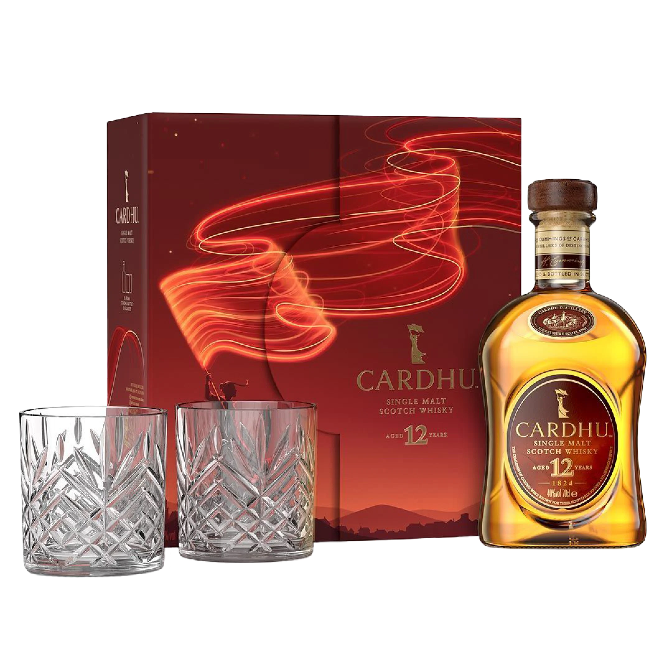Cardhu 12 Year Old Single Malt Scotch Whisky 70cl Giftpack with 2 Glasses