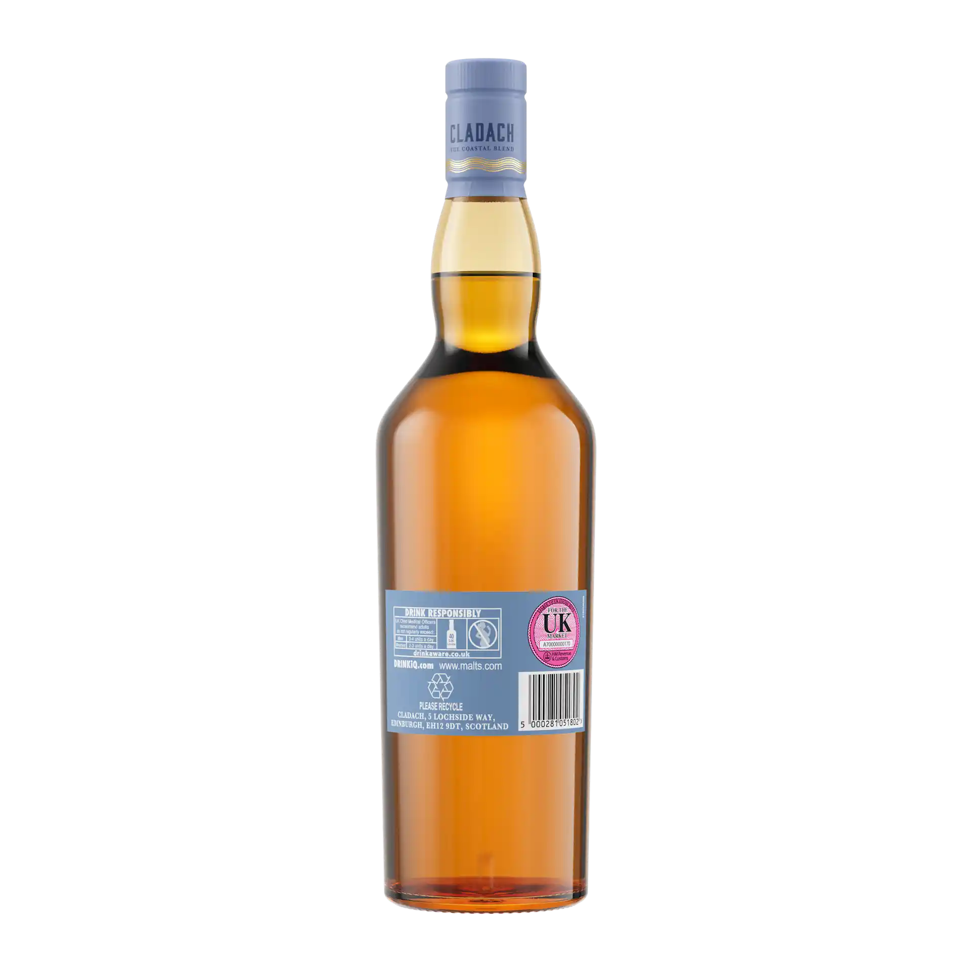 Cladach 2018 Blended Malt Scotch Whisky, 70cl - Back of bottle