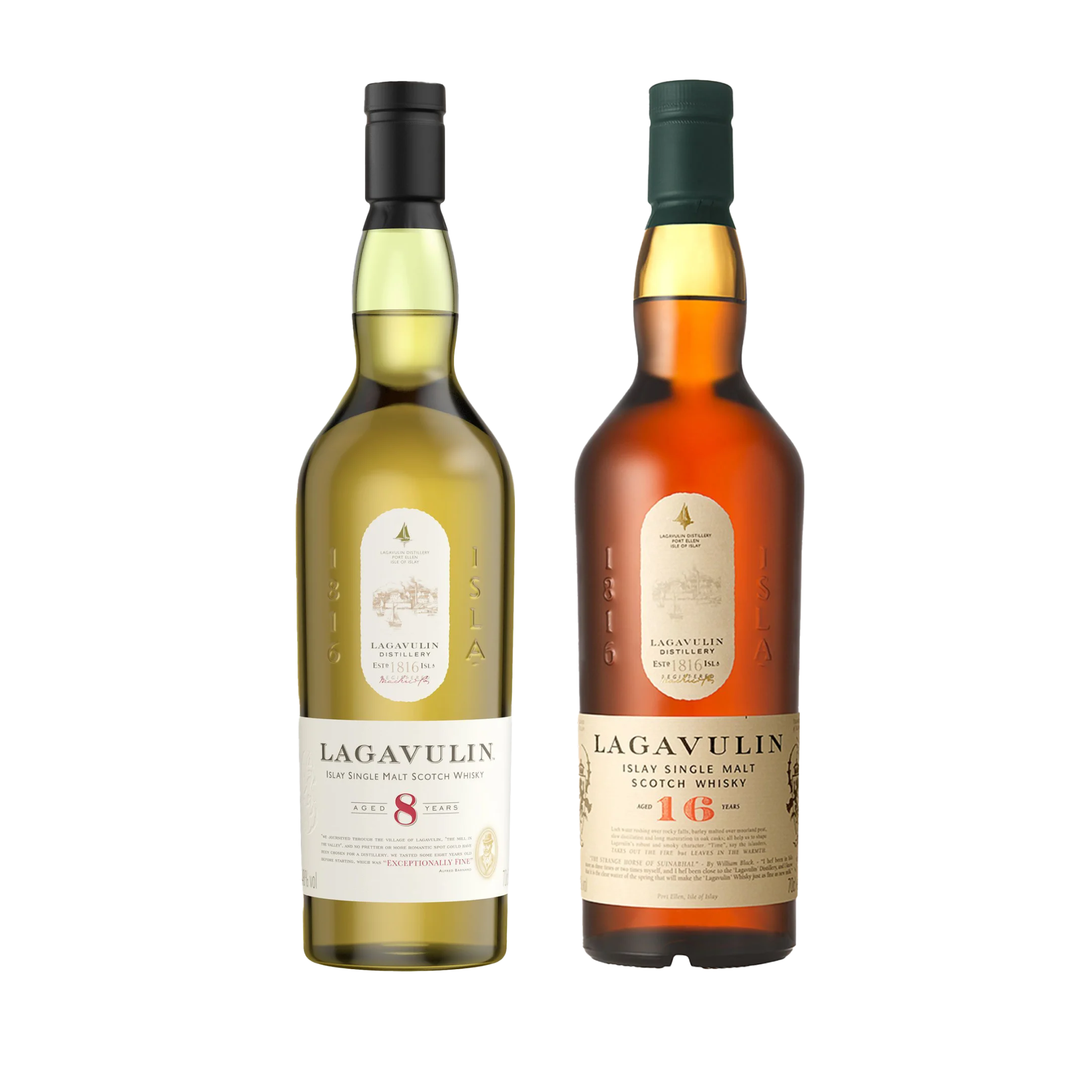 Lagavulin 8 Year Old & Lagavulin 16 Year Old Islay Single Malt Scotch Whisky 2x70cl