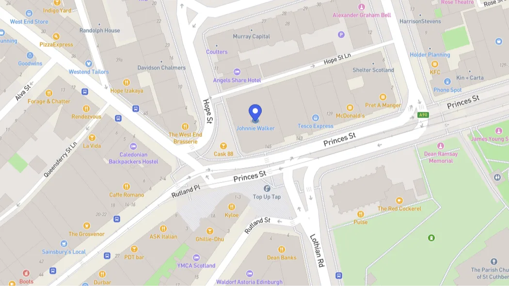 Map view of Johnnie Walker location