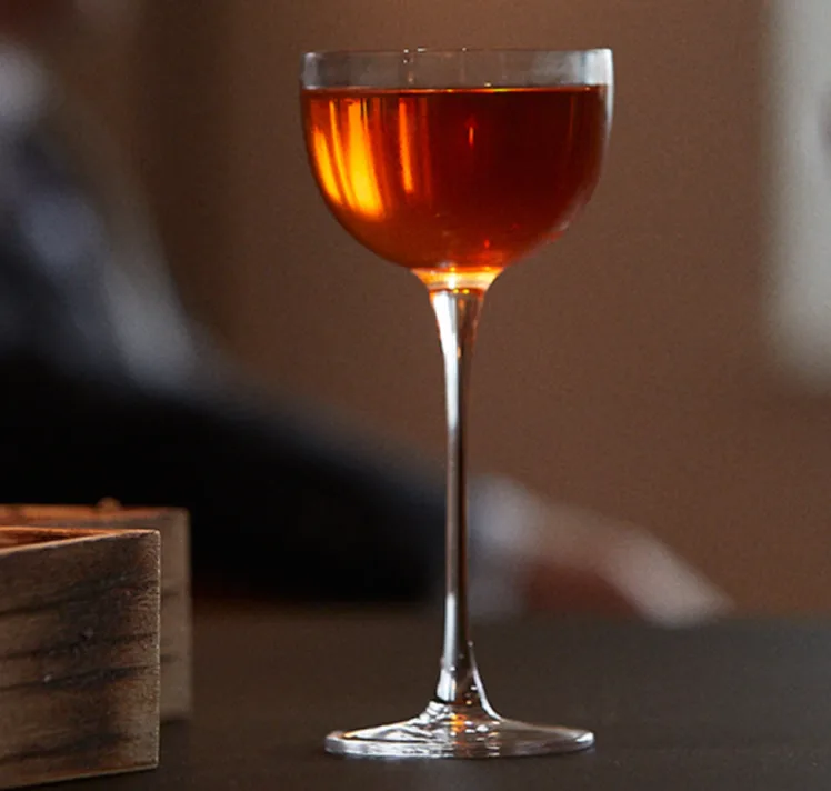 Tasting Glass on a table with a blurred background