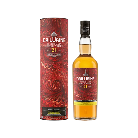 Dailuaine Marbled Treasure 21 Year Old Scotch Whisky bottle and tube Special Release 2025
