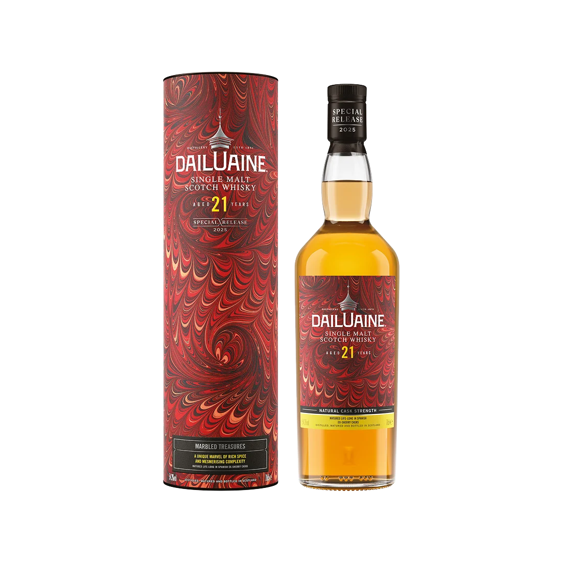 Dailuaine Marbled Treasure 21 Year Old Scotch Whisky Flasche und Tube Special Release 2025