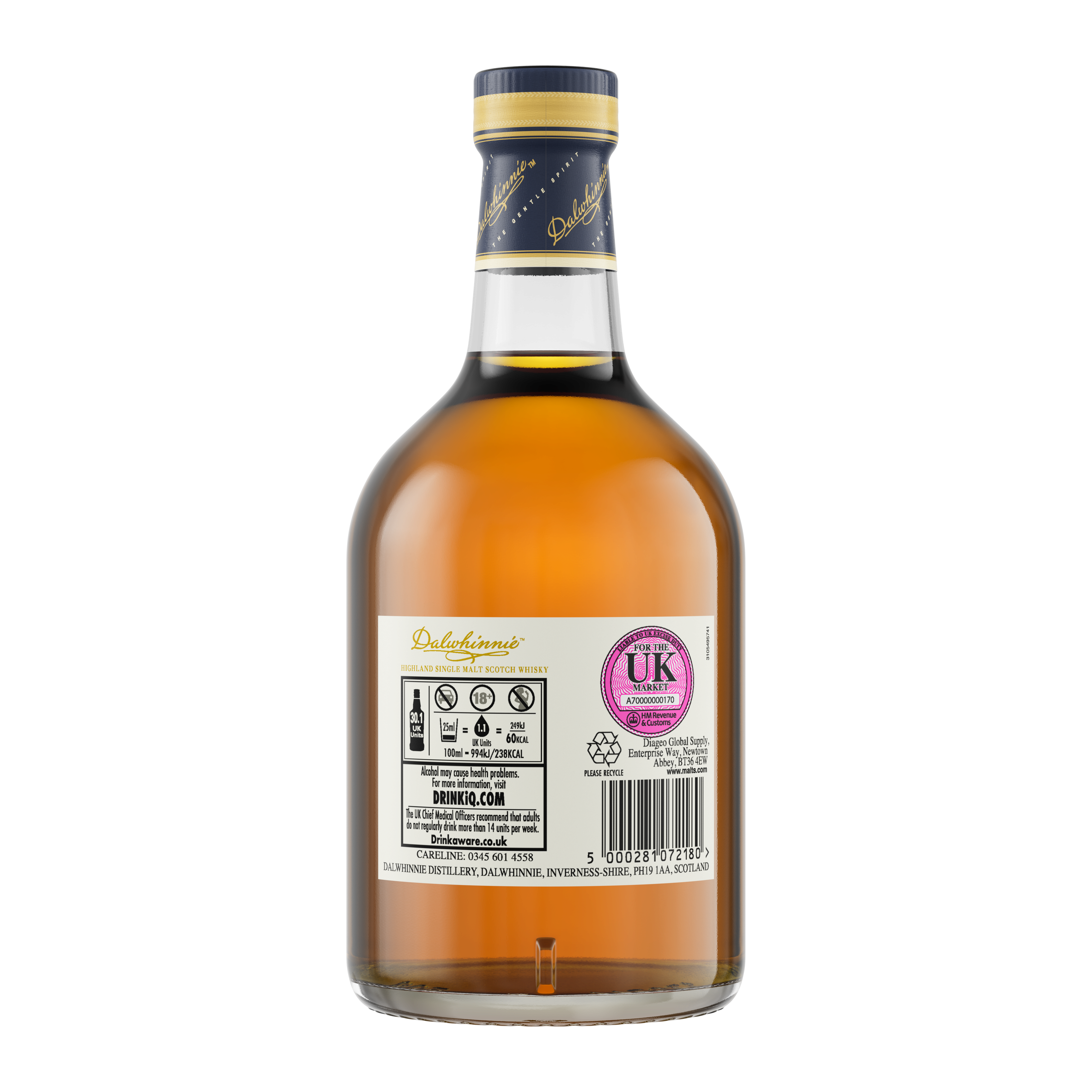 Back bottle view of Dalwhinnie 2022 Distillers Edition Single Malt Scotch Whisky, 70cl