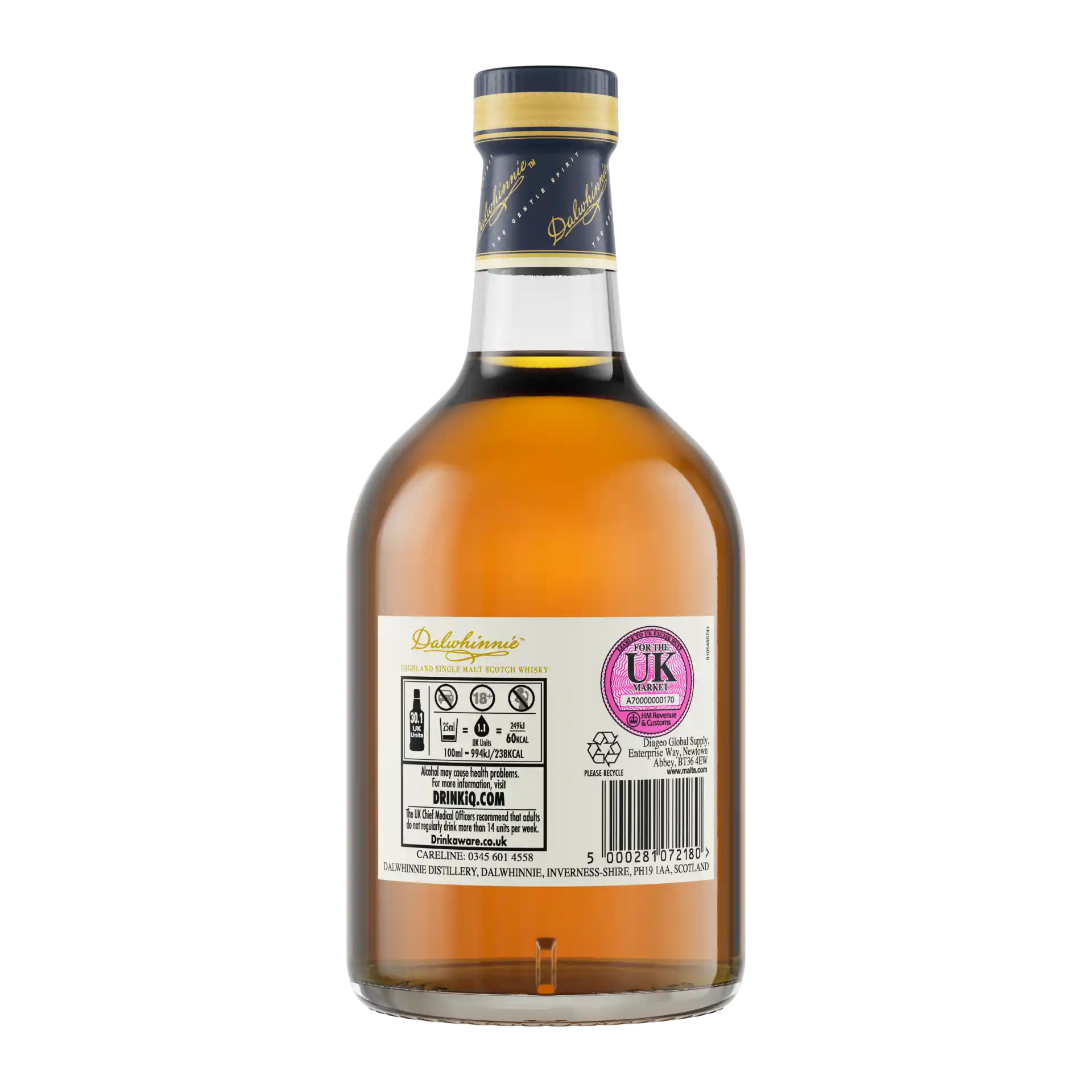 Back bottle view of Dalwhinnie 2022 Distillers Edition Single Malt Scotch Whisky, 70cl