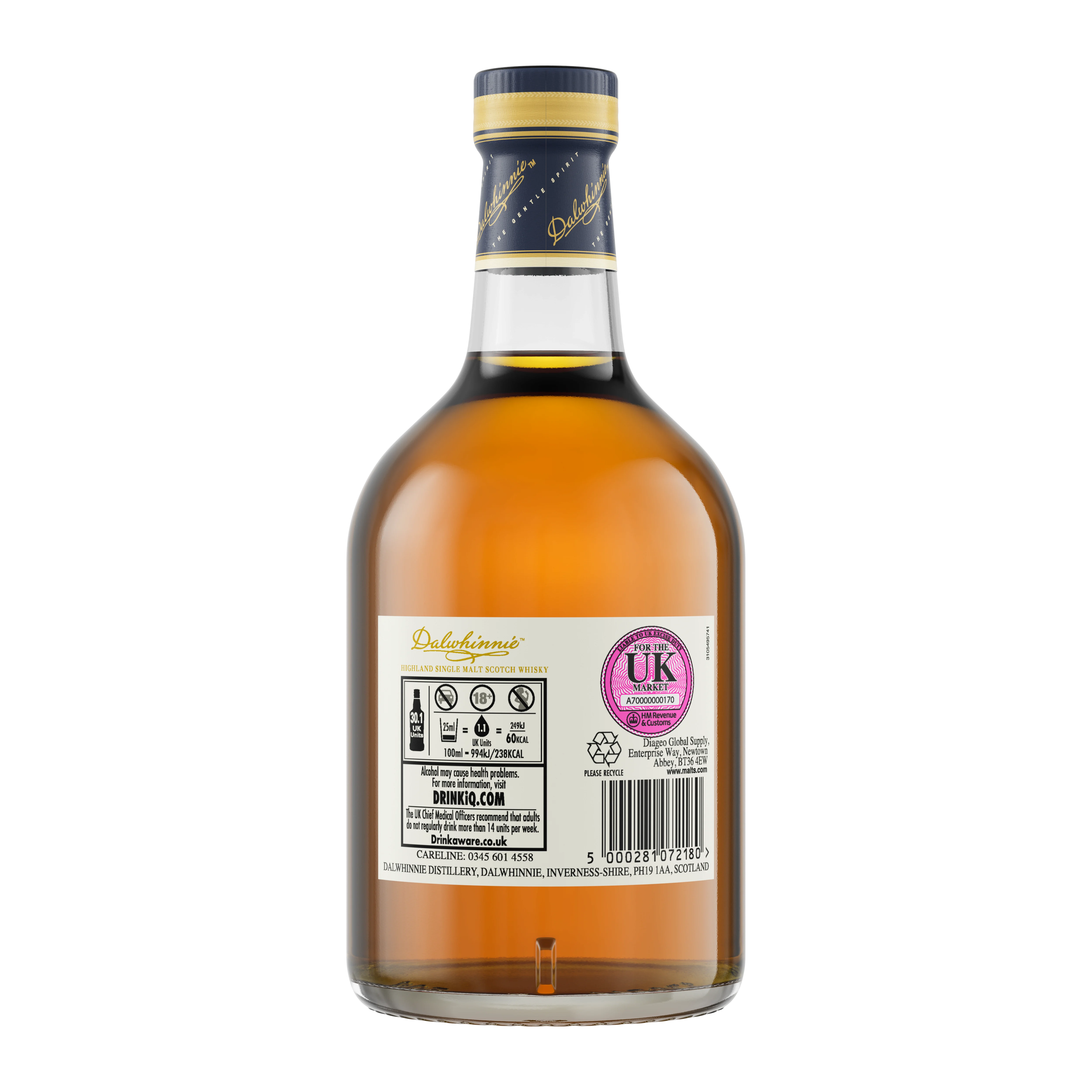 Back bottle view of Dalwhinnie 2022 Distillers Edition Single Malt Scotch Whisky, 70cl