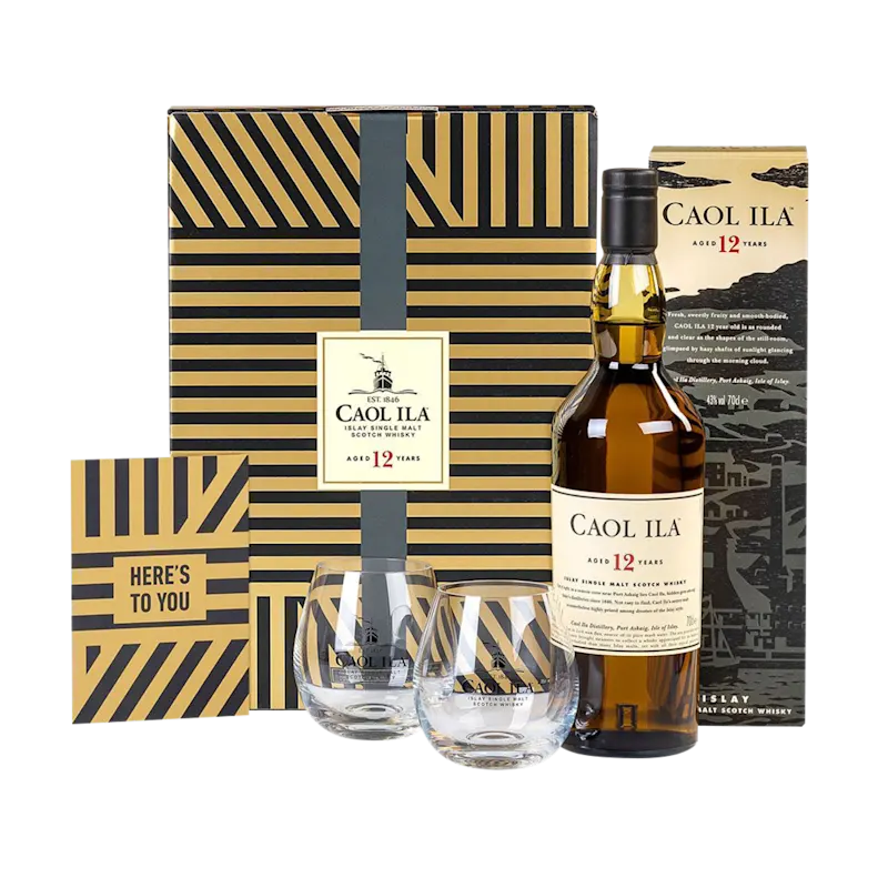 Caol Ila 12 Year Old Islay Whisky, Glasses & Greeting Card | Malts