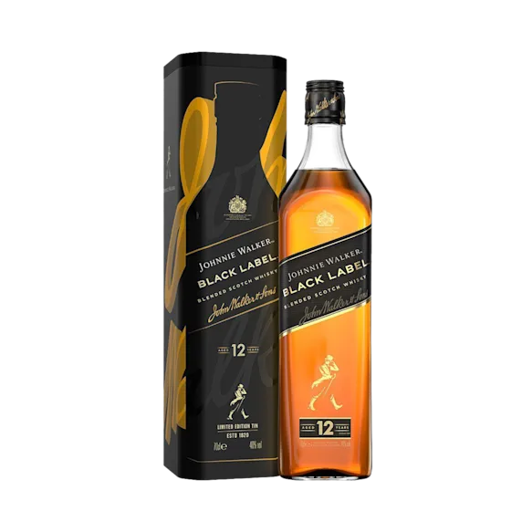 Johnnie Walker Black Label Blended Scotch Whisky 70cl with Gift Tin