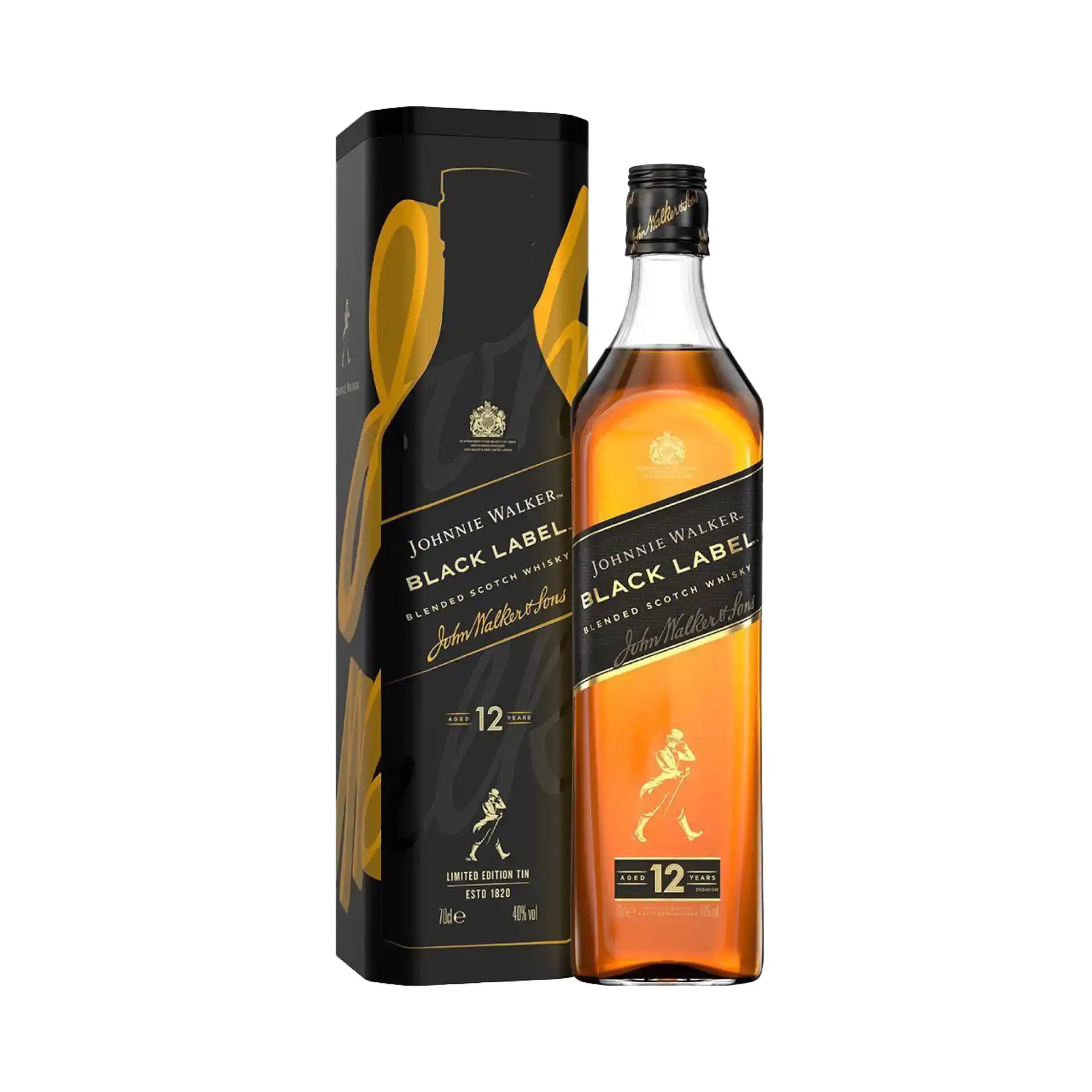 Johnnie Walker Black Label Blended Scotch Whisky 70cl with Gift Tin