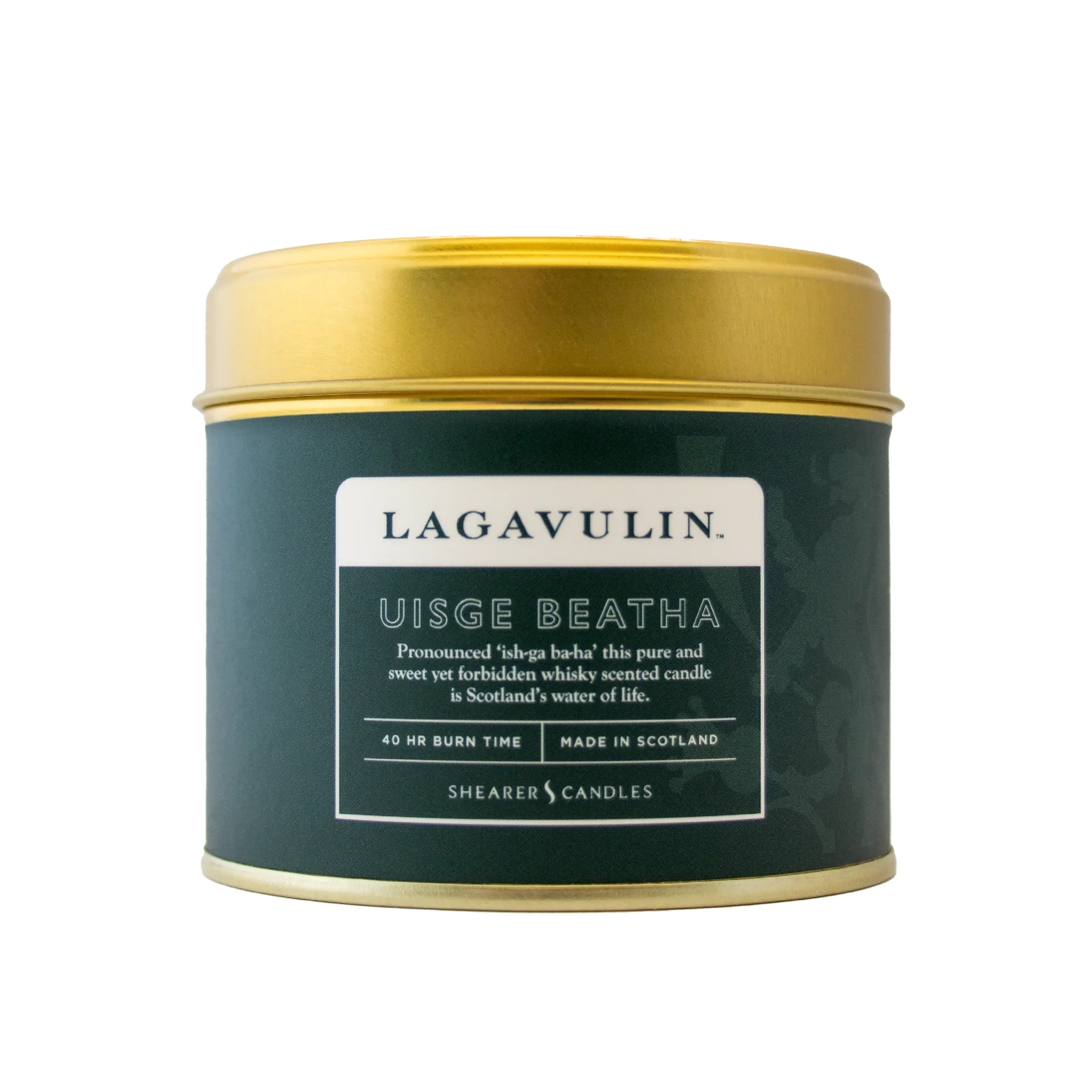 Lagavulin-branded tin candle.