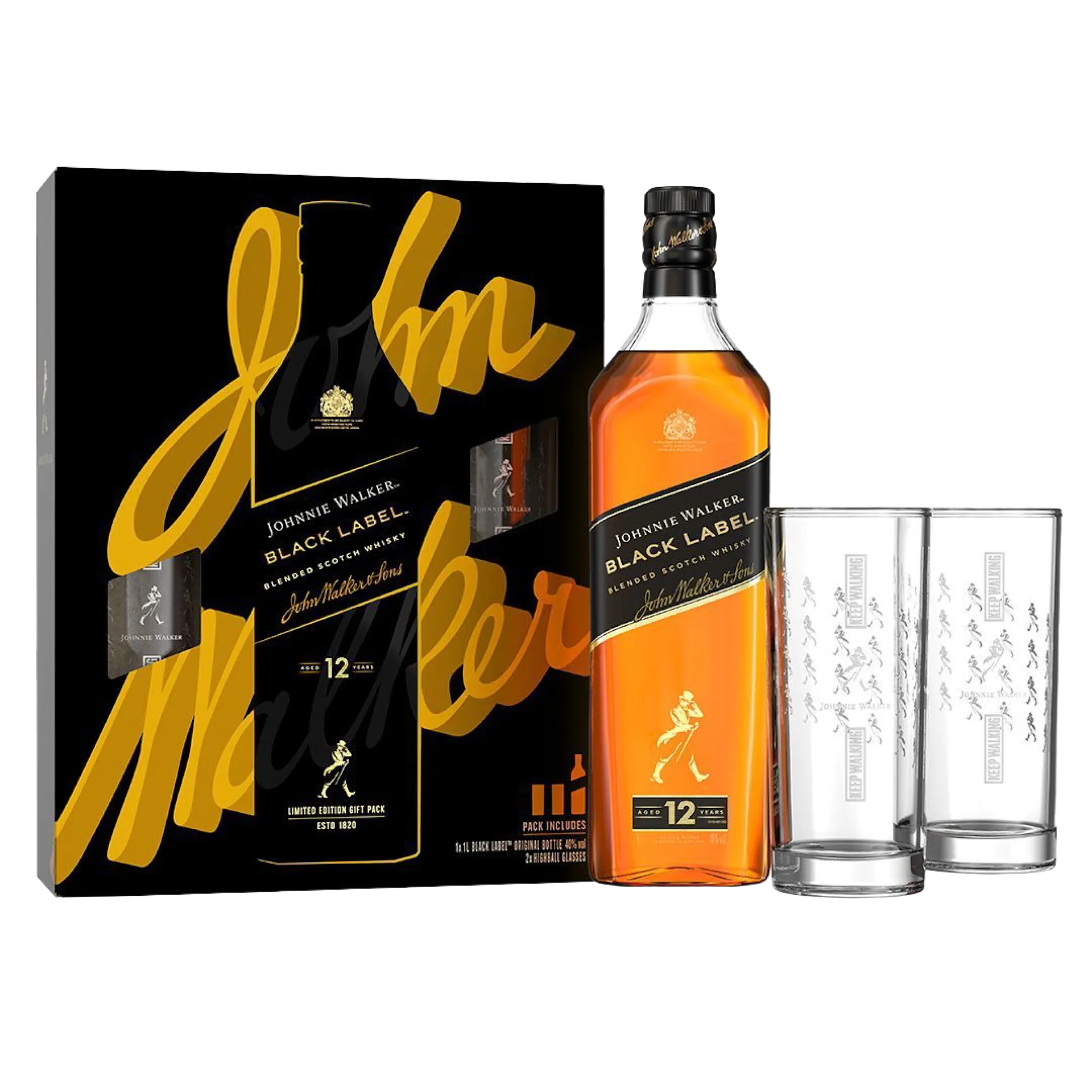 Johnnie Walker Black Label 2本セット Johnnie Walker Black Label Giftpack with 2 Highball Glasses